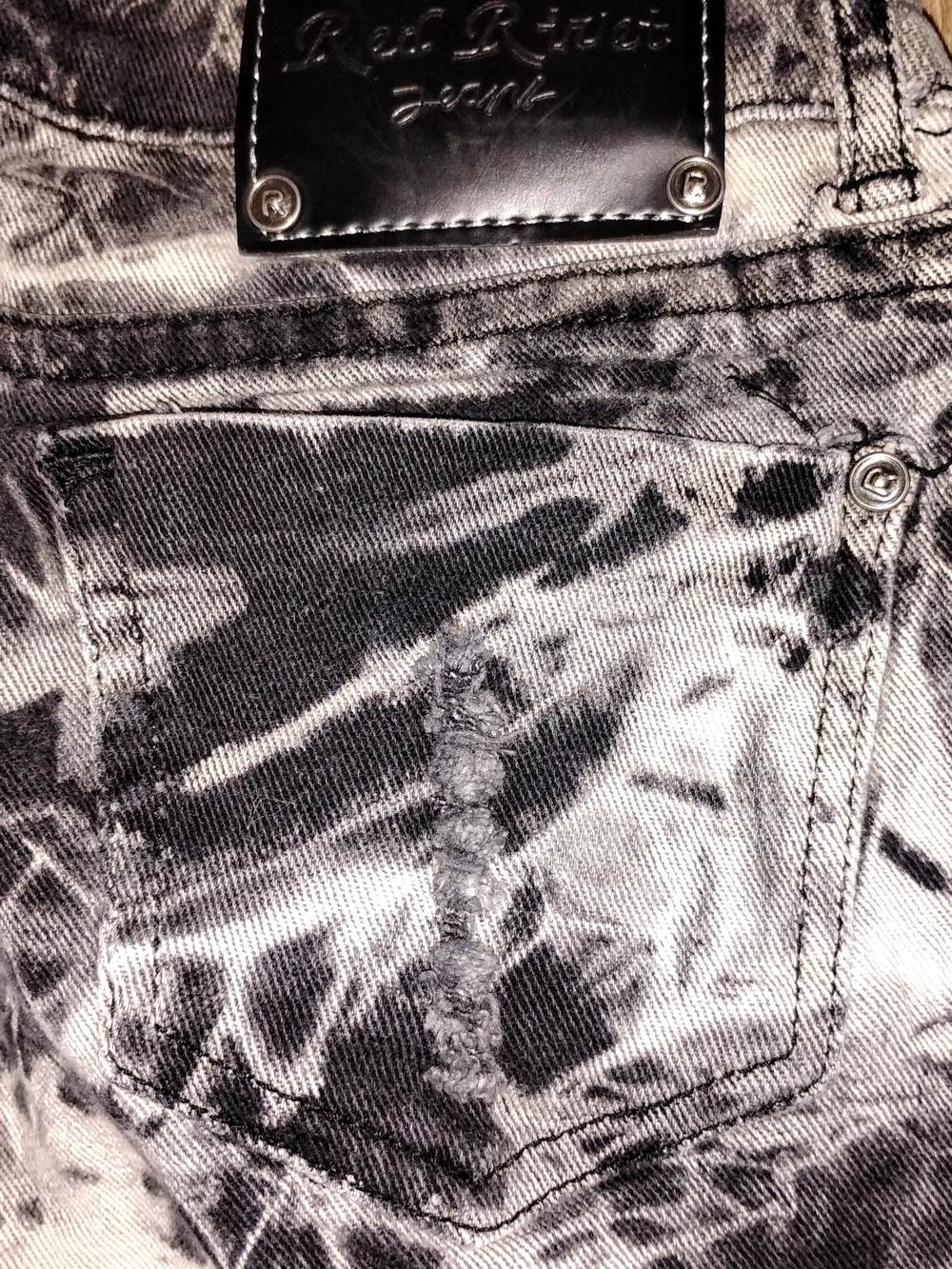 Women's Red Rivet Size 3 Black Tie-Dye Denim - Picture 6 of 6